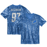 Detroit Lions Aidan Hutchinson Girls Youth Sequin V-Neck Fashion Jersey