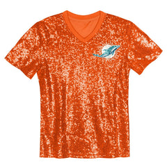 Miami Dolphins Tyreek Hill Girls Youth Sequin V-Neck Fashion Jersey