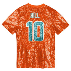 Miami Dolphins Tyreek Hill Girls Youth Sequin V-Neck Fashion Jersey