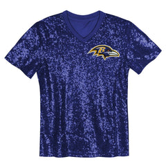 Baltimore Ravens Lamar Jackson Girls Youth Sequin V-Neck Fashion Jersey