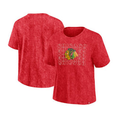 Chicago Blackhawks Fanatics Women's Faded Wash T-Shirt Outlet