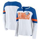 New York Islanders Fanatics Women's Frozen Long Sleeve Notch Neck T-Shirt Sale
