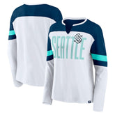 Seattle Kraken Fanatics Women's Frozen Long Sleeve Notch Neck T-Shirt Discount