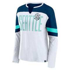 Seattle Kraken Fanatics Women's Frozen Long Sleeve Notch Neck T-Shirt Discount
