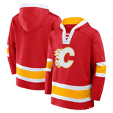 Calgary Flames Fanatics Inside Line Fleece Pullover Hoodie- Red Outlet