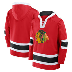 Chicago Blackhawks Fanatics Inside Line Fleece Pullover Hoodie- Red On Sale