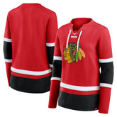 Chicago Blackhawks Fanatics Women's Prime Time Lace-Up Long Sleeve T-Shirt Online