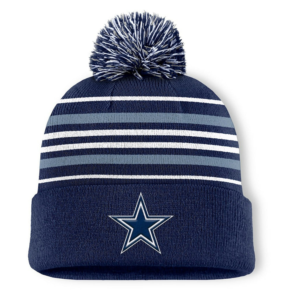 Dallas Cowboys Fanatics Fundamental Striped Cuffed Knit Hat with Pom