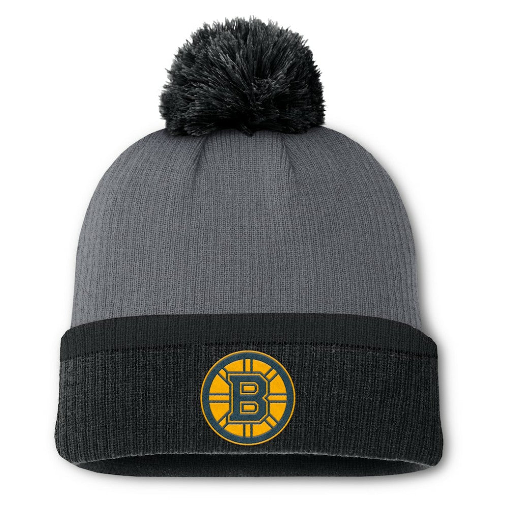 Boston Bruins Fanatics Women's Cuffed Knit Hat with Pom For Sale