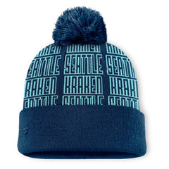 Seattle Kraken Fanatics Fundamental Empty Net Cuffed Knit Hat with Pom Sale
