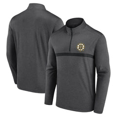 Boston Bruins Logo Athletic Head-to-Head Raglan Quarter-Zip Top For Sale