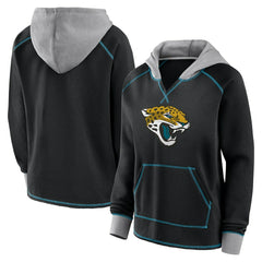 Jacksonville Jaguars Logo Athletic Women's Boom Fleece Pullover V-Neck Hoodie
