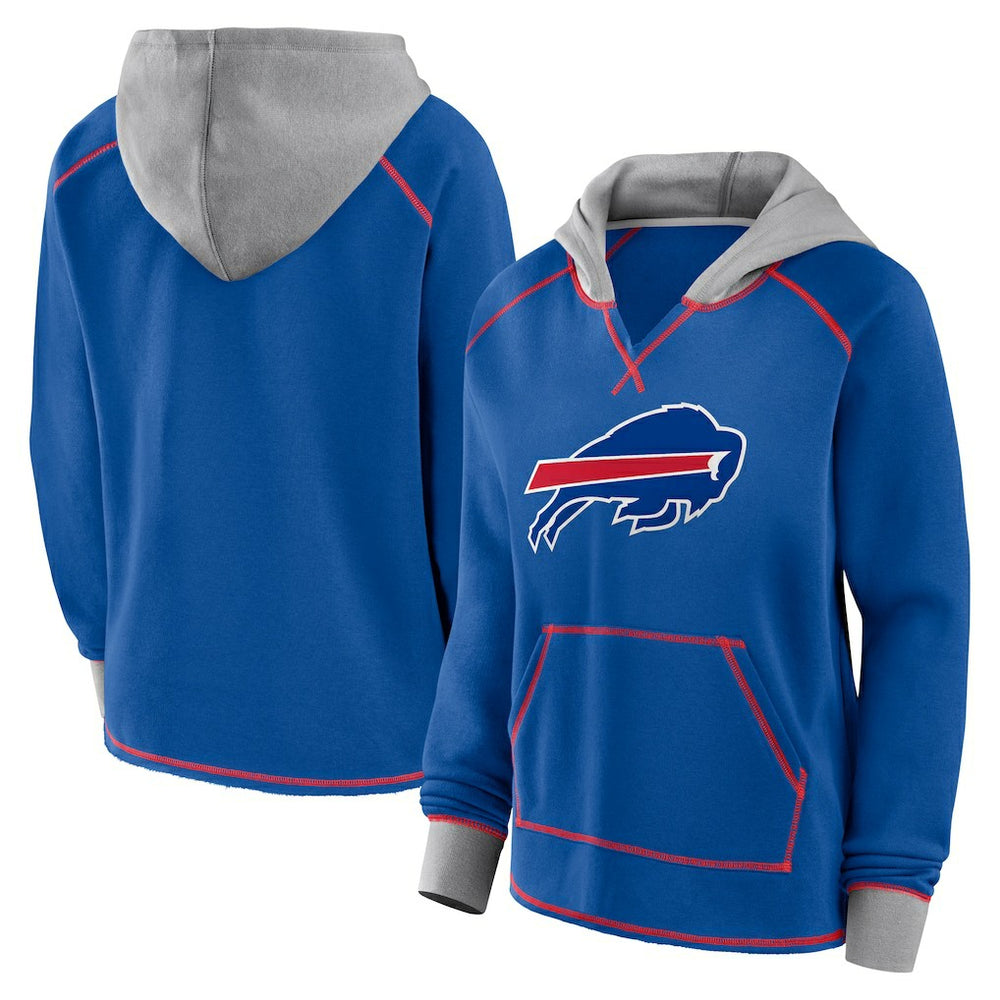 Buffalo Bills Logo Athletic Women's Boom Fleece Pullover V-Neck Hoodie