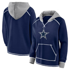 Dallas Cowboys Logo Athletic Women's Boom Fleece Pullover V-Neck Hoodie
