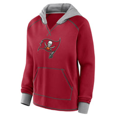 Tampa Bay Buccaneers Logo Athletic Women's Boom Fleece Pullover V-Neck Hoodie
