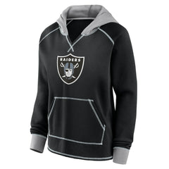 Las Vegas Raiders Logo Athletic Women's Boom Fleece Pullover V-Neck Hoodie