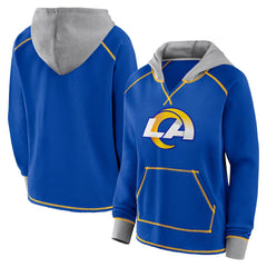 Los Angeles Rams Logo Athletic Women's Boom Fleece Pullover V-Neck Hoodie