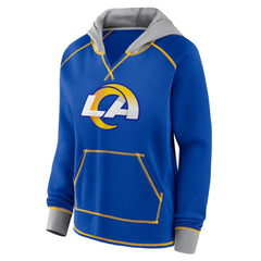 Los Angeles Rams Logo Athletic Women's Boom Fleece Pullover V-Neck Hoodie