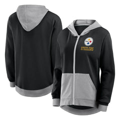 Pittsburgh Steelers Logo Athletic Women's Hit It French Terry Full-Zip Hoodie
