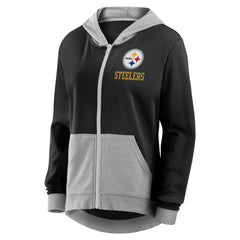 Pittsburgh Steelers Logo Athletic Women's Hit It French Terry Full-Zip Hoodie
