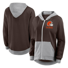 Cleveland Browns Logo Athletic Women's Hit It French Terry Full-Zip Hoodie