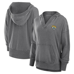 Jacksonville Jaguars Fanatics Women's Initiative Snow Wash French Terry V-Neck Pullover Hoodie
