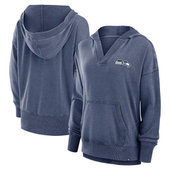 Seattle Seahawks Fanatics Women's Initiative Snow Wash French Terry V-Neck Pullover Hoodie
