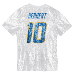 Los Angeles Chargers Justin Herbert Girls Youth Sequin V-Neck Fashion Jersey