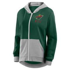 Minnesota Wild Logo Athletic Women's Hit It French Terry Full-Zip Hoodie On Sale