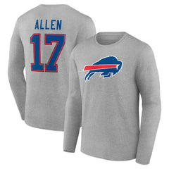 Buffalo Bills Josh Allen Icon Player Name & Number Long Sleeve T-Shirt