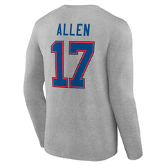 Buffalo Bills Josh Allen Icon Player Name & Number Long Sleeve T-Shirt