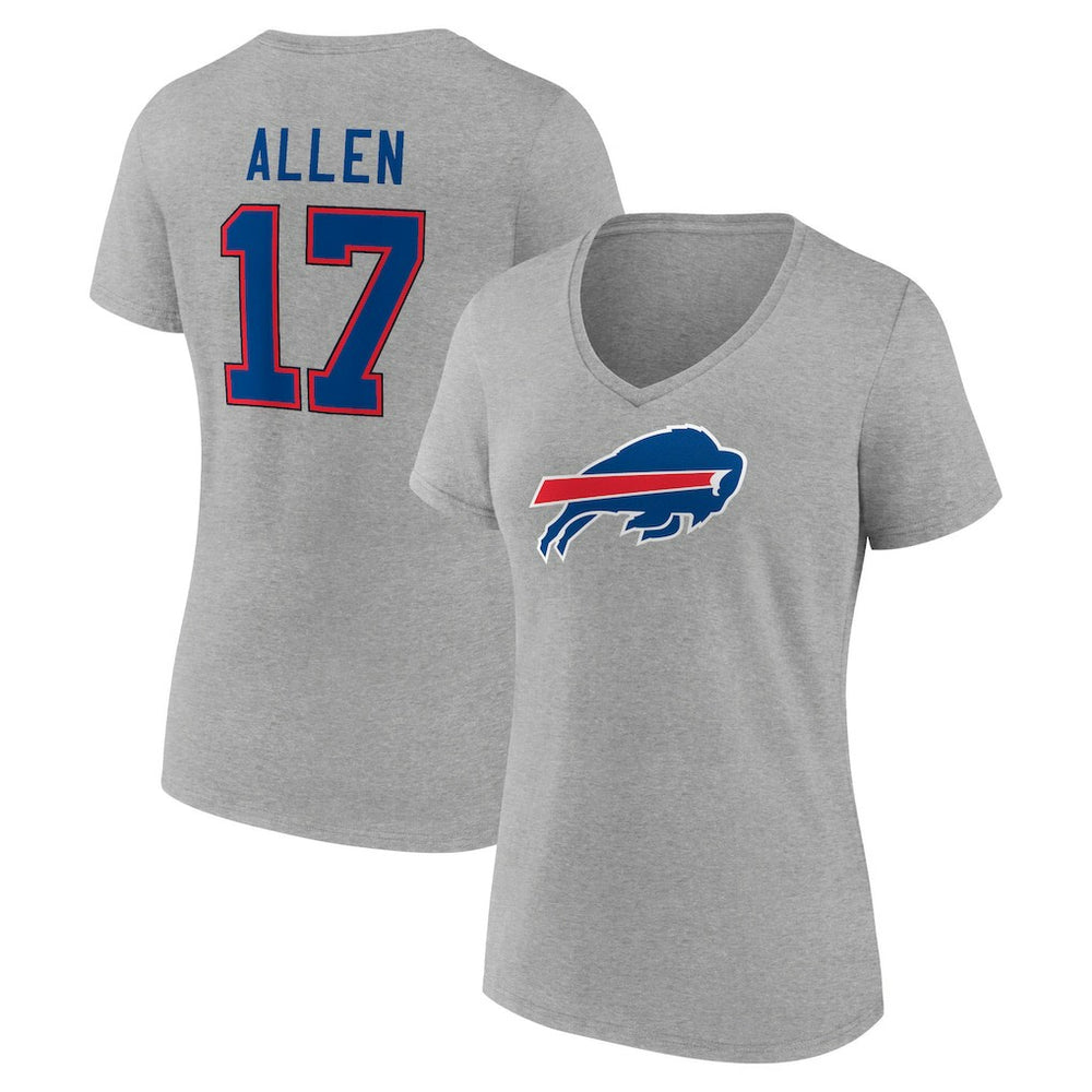 Buffalo Bills Josh Allen Women's Icon Player Name & Number V-Neck T-Shirt