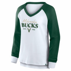 Milwaukee Bucks Women's Open Lane Waffle Long Sleeve V-Neck T-Shirt Discount