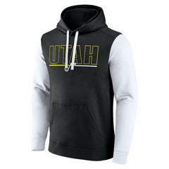 Utah Jazz Logo Athletic Outline Colorblock Pullover Hoodie New