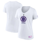 Boston Bruins Fanatics Women's 2024 Hockey Fights Cancer V-Neck T-Shirt Outlet