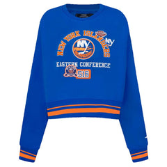 New York Islanders Pro Standard Women's Area Code Cropped Pullover Sweatshirt Online