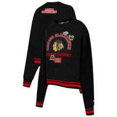 Chicago Blackhawks Pro Standard Women's Area Code Cropped Pullover Sweatshirt Sale
