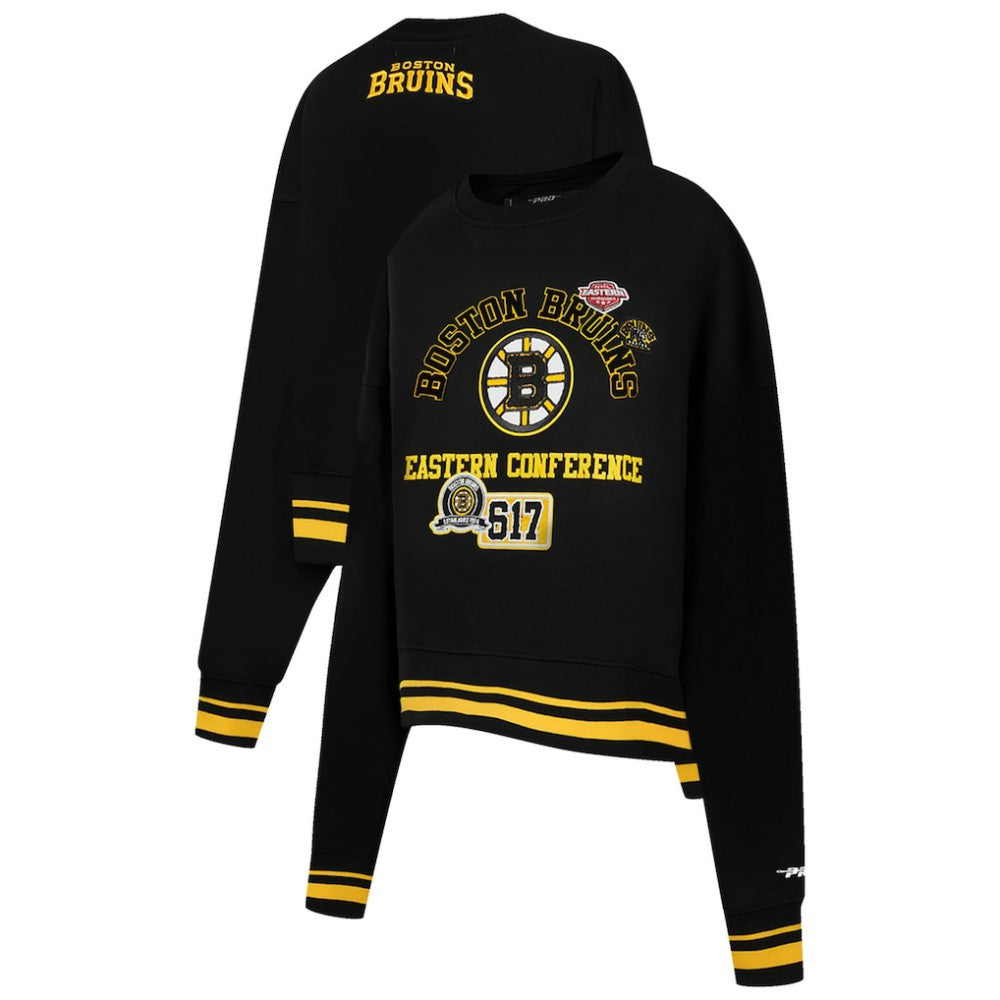 Boston Bruins Pro Standard Women's Area Code Cropped Pullover Sweatshirt Outlet