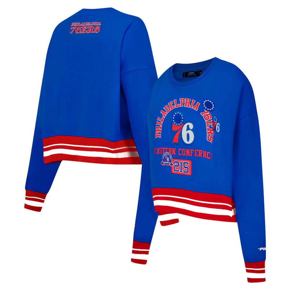 Philadelphia 76ers Pro Standard Women's Area Code Cropped Pullover Sweatshirt Outlet