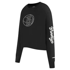 Brooklyn Nets Pro Standard Women's Paint The City Cropped Pullover Sweatshirt New
