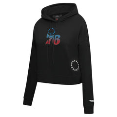 Philadelphia 76ers Pro Standard Women's Jewels Cropped Pullover Hoodie On Sale