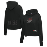 Portland Trail Blazers Pro Standard Women's Jewels Cropped Pullover Hoodie New