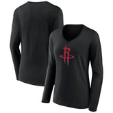 Houston Rockets Women's Primary Logo Long Sleeve V-Neck T-Shirt Outlet