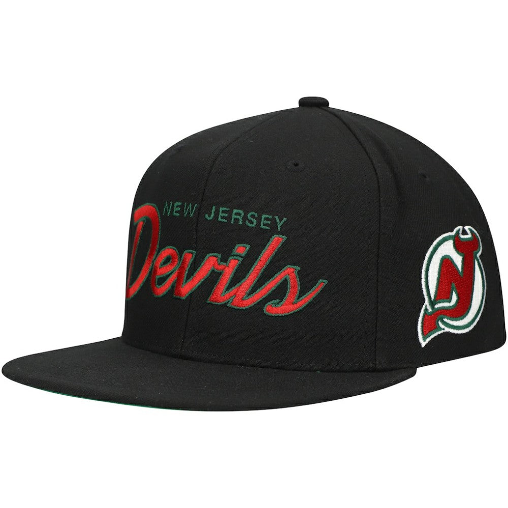 New Jersey Devils Mitchell & Ness Core Team Script 2.0 Snapback Hat Outlet