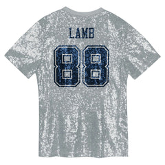Dallas Cowboys CeeDee Lamb Girls Youth Sequin V-Neck Fashion Jersey