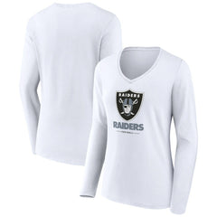 Las Vegas Raiders Women's Team Lockup Long Sleeve V-Neck T-Shirt