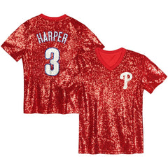 Bryce Harper Philadelphia Phillies Juniors Name & Number Sequin V-Neck Top | MLB Near me
