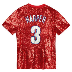 Bryce Harper Philadelphia Phillies Juniors Name & Number Sequin V-Neck Top | MLB Near me
