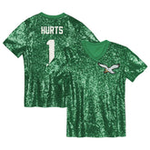 Philadelphia Eagles Jalen Hurts Girls Youth Sequin V-Neck Fashion Jersey