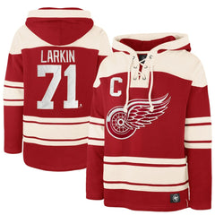 Dylan Larkin Detroit Red Wings '47 Captain Patch Player Name & Number Lacer Pullover Hoodie Outlet
